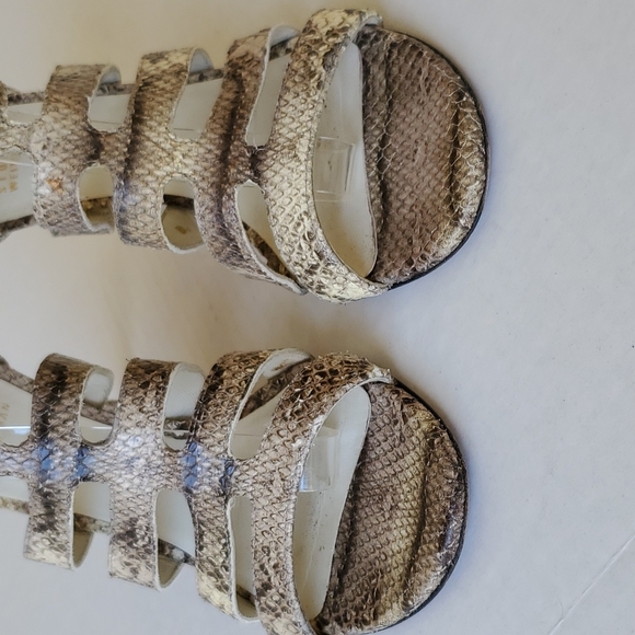 Stuart Weitzman Snake Leather Sandals Pumps Strappy Heels Shoes Size 8.5 - Picture 6 of 9